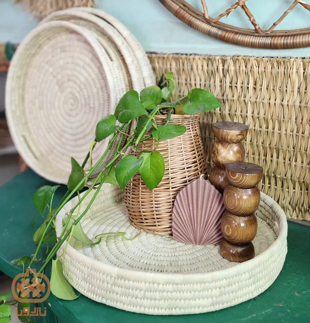 سینی حصیری دسته مخفی