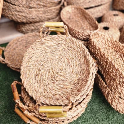 سبد حصیری دسته بامبو