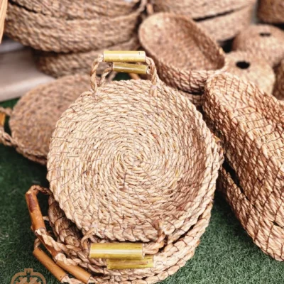 سبد حصیری دسته بامبو