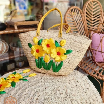 ست سفره و زنبیل حصیری