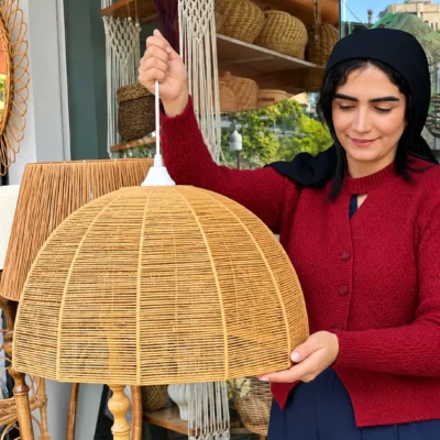 لوستر رافیا مدل نیم کره
